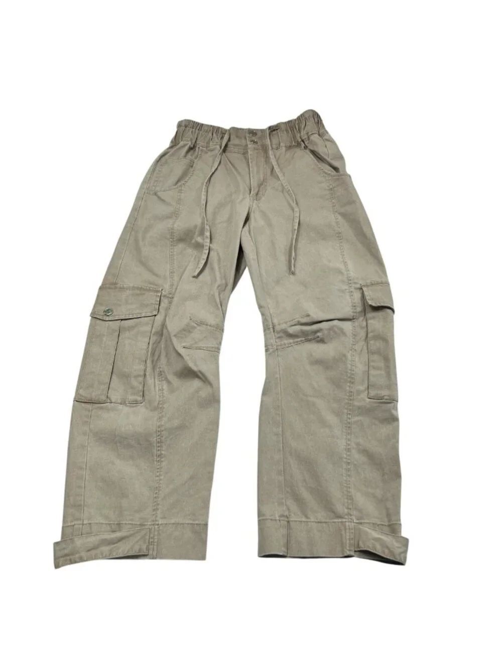 Robert Rodriguez Barrel Cargo Pants Drawstring Waist Beige Green Size 27